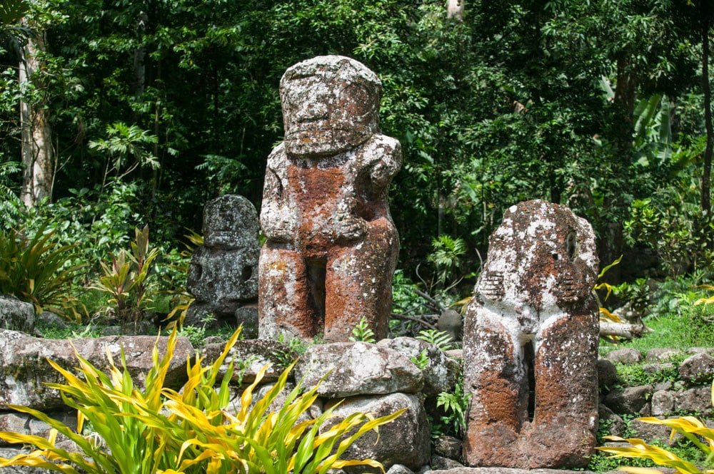  Tikis a samun Hiva Oa, Tsibirin Marquesas, Polynesia na Faransa.