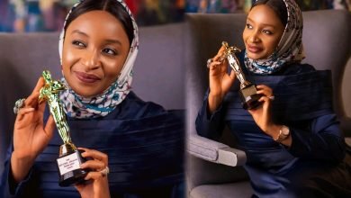 Rahama Sadau kenan rike da kyautar da akayi mata ta Gwarzuwar kasashen a Afrika